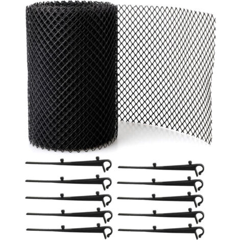 SABIR 12 mètres Grillage Gouttiere Haute Qualité [INCLUS 20 Crochets + 2 Grille 6m x 15cm] Protege Toiture + Protection contre Feuille