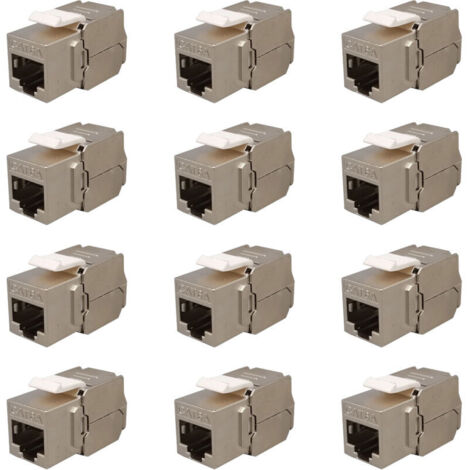 SABIR 12 modules Keystone, prise CAT 6a – connecteur STP-RJ45 blindé, installation, montage par encliquetage, câble brut CAT 500 MHz, 10 Gbit/s