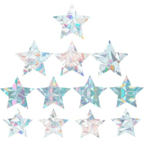 SABIR 12 Pcs Arc-en-Fenêtre Adhésif Film de Fenêtre Décoratif 3D Étoile à Cinq Branches Style Anti-Collision Fenêtre Autocollants Porte Fenêtre Statique Cling pour Cuisine Salle à Manger Chambre