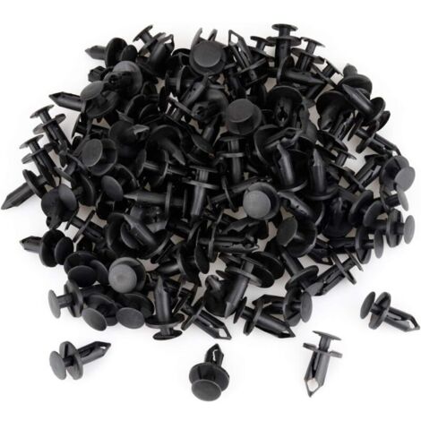SABIR 120 pièces Clips de fixation Rivet de Fixation en Plastique pour la Voiture Noir Voiture Clips Agrafe Rivets Plastiques orte Aile 8mm Trou Poussoir Plastique Rivets Fixation