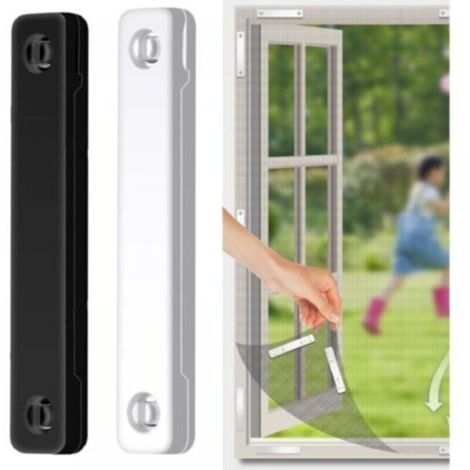 SABIR 12Pcs Aimant Moustiquaire Fenetre Noir+blanche, Aimant Pour Moustiquaire, Moustiquaire Fenetre Fixe, Aucun Perçage Requis