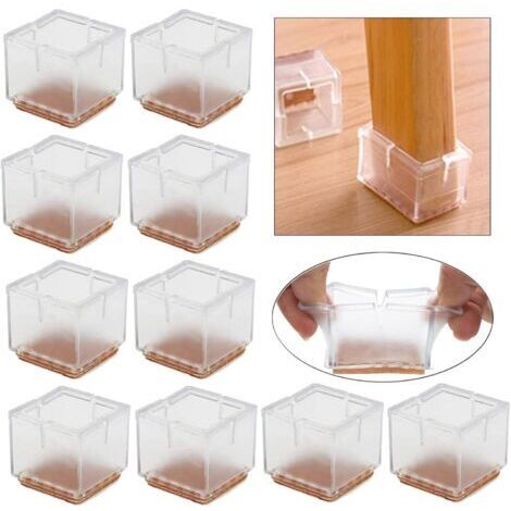 SABIR 16 Pièces Protection Pied de Chaise, 42-48mm Carrée Tampon Chaise, Protege Pied de Chaise Silicone pour Protéger Le Sol des Rayures et du Bruit, Embout Pied de Chaise