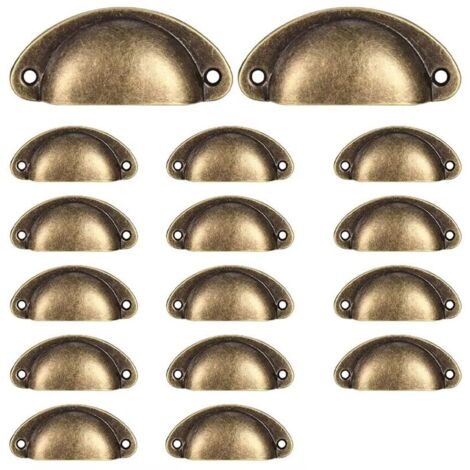 SABIR 16 Poignées de Tasse Coquille, Poignées de Tirage de Tiroir Vintage, Poignées et Boutons de Porte de Placard de Cuisine Rétro Semi-cercle, Poignées de Porte de Commode de Meuble—