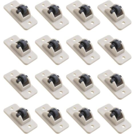 SABIR 16pcs Roulettes auto-adhésives Rouleaux en Plastique 4.7x2.4x1.7cm pour Armoire Tiroir Boîte de Rangement Meubles Poulie Roulettes Beige