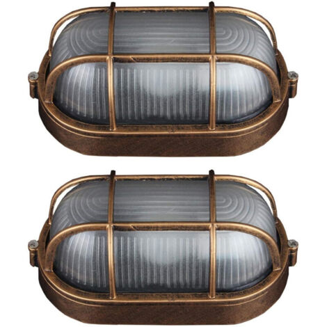 SABIR (2 pack) Applique D'extérieur, Lampe Ovale En Aluminium Moulé Sous Pression Applique, Murale Marine Nautique Lumière Vintage Industrielle[Classe énergétique A]