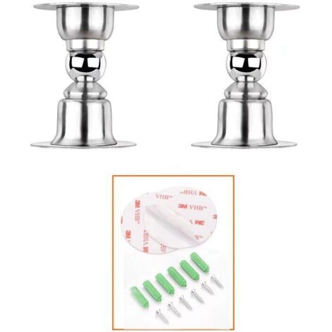 SABIR 2 PCS Arrêt de Porte Magnétique, Butoir de Porte en Acier Inoxydable avec Ruban Adhésif Double Face 3M ou Vis - Inutile de Forage / forage Double usage