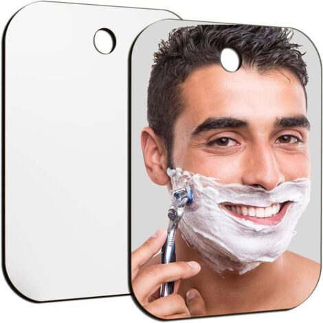 SABIR 2 Pcs Miroir de Douche en Acrylique, Miroir Rasage avec Crochets, Antibuée Miroir Incassable Miroir à Suspendre, Miroir de Voyage Petit Miroir Douche Rasage pour Salle de Bain, 30cm x 25cm Arge