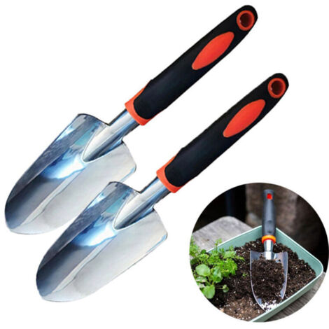 SABIR 2 Pelle de jardin truelle à main de jardin, pelle à main robuste avec poignée ergonomique, petites pelles à outils de jardinage pour creuser