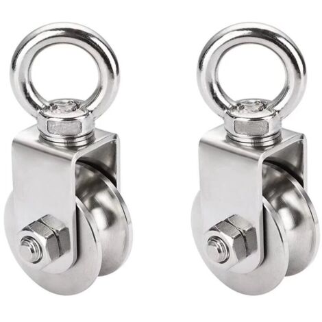 SABIR 2 Pièces 48MM Poulie avec Roulement à Billes, Poulie de Levage Charge 500 kg, Poulie pour Cable en Acier Inoxydable pour Corde Fitness（2 Pcs, 48MM）