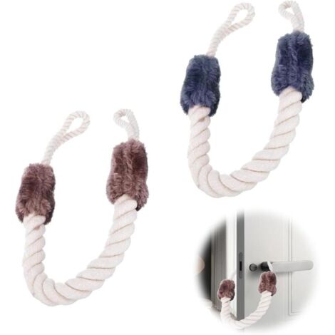 SABIR 2 Pièces Arrêts de Portes Corde, Multifonctionnels Corde d'arrêt de Porte, Anti Pincement Stop Porte, Anti Collision Butoir Butée de Porte Poignée, pour Fenêtre et Porte (Marron/Bleu)