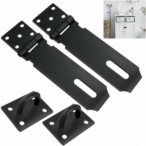 SABIR 2 pièces cadenas moraillon verrou de porte en acier inoxydable moraillon de sécurité avec vis charnière de serrure de porte pour cadenas noir loquet de porte pour porte tiroir barrière