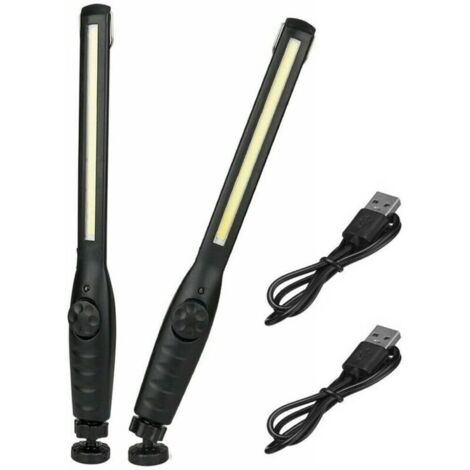 SABIR 2 Pièces Lampe de Travail Magnétique LED Lampe de Poche Rechargeable Super Lumineuse pour Garage, Camping, Randonnée, Réparation automobile, D'urgence