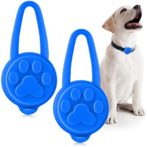 SABIR 2 Pièces Pendentif Lampe de Chien Lumières de Chien Chat de Silicone de 3 Modes pour Marcher de Nuit Lumière LED pour Chien Collier de Chiot Laisse et Collier à Clip (Bleu)