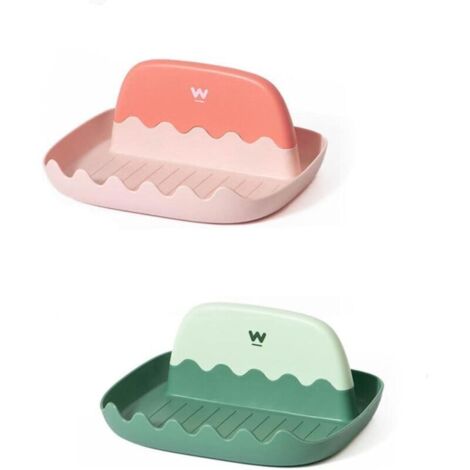 SABIR 2 Pièces Porte-Cuillères de Cuisine Multifonction, Support à Spatules en Plastique, Repose-Cuillères en Plastique, Porte-Couvercle et Repose-Cuillère pour Comptoir de Cuisine(Vert, Orange)
