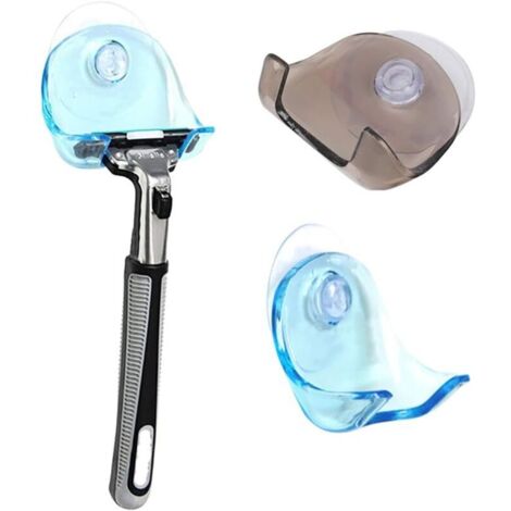 SABIR 2 Pièces Porte Rasoir,Supports pour rasoirs- Lot de 2 Ventouses Rasoir avec Petit Crochet en Plastique - Support Rasoir Salle de Bain Douche—