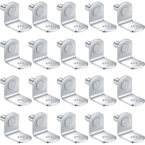 SABIR 20 Pièces Chevilles de Support Étagère Métal L Forme, 5mm Support Équerre, Consoles et Taquets pour Étagères pour Meuble Armoire Placard Bibliothèque