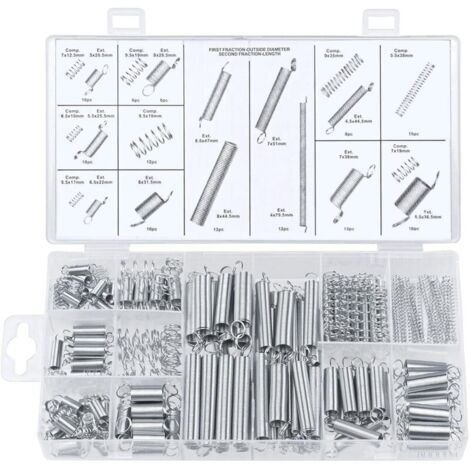 SABIR 200 assortiments de ressorts, 20 tailles différentes, dont ressorts de contraction et ressorts de traction, pour réparation, longueur de 1 cm à 8 cm, diamètre extérieur de 0,5 cm à 0,95 cm