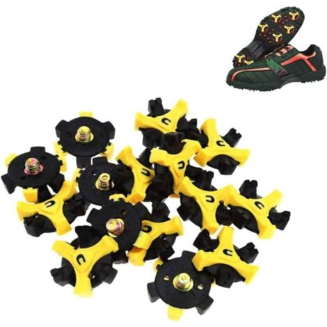 SABIR 20pcs Pointes pour Chaussures de Golf de Remplacement en métal Filetage Vis Clous Stinger Petite Métal à Filetage pour Golf Chaussures de Sport, Crampons pour Chaussures de Golf,Noir/Jaune