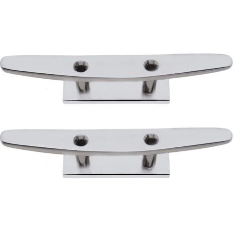 SABIR 2pcs 4 Pouces Acier Inoxydable 316 Taquets d'amarrage à 2 Trous pour Sécurisation des Quais de Bateaux