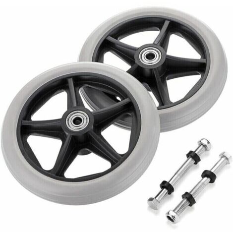 SABIR 2PCS de 6 pouces Roue en Caoutchouc de Remplacement pour Fauteuil Roulant Roues avant Rollator Walker Roulettes de Remplacement Antidérapantes Roulettes Roues Accessoires de Roue de Remplacement