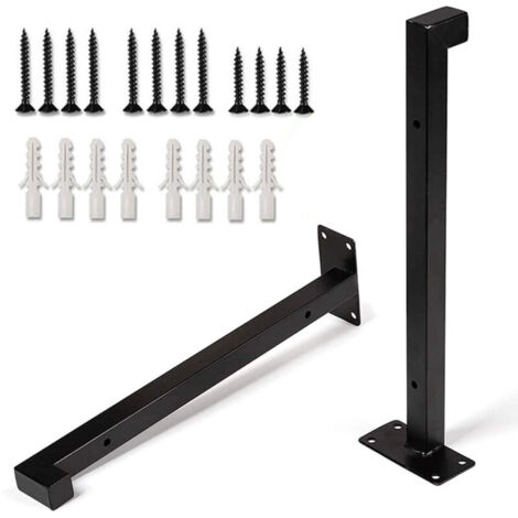 SABIR 2PCS Support d'Étagère Mural Rétro30cm Équerre pour Étagere Murale Industrielle Equerre Mural Support Noire Équerre Fixation Étagere Métal pour Cuisine Atelier Boutique, Charge Maximale 35kg