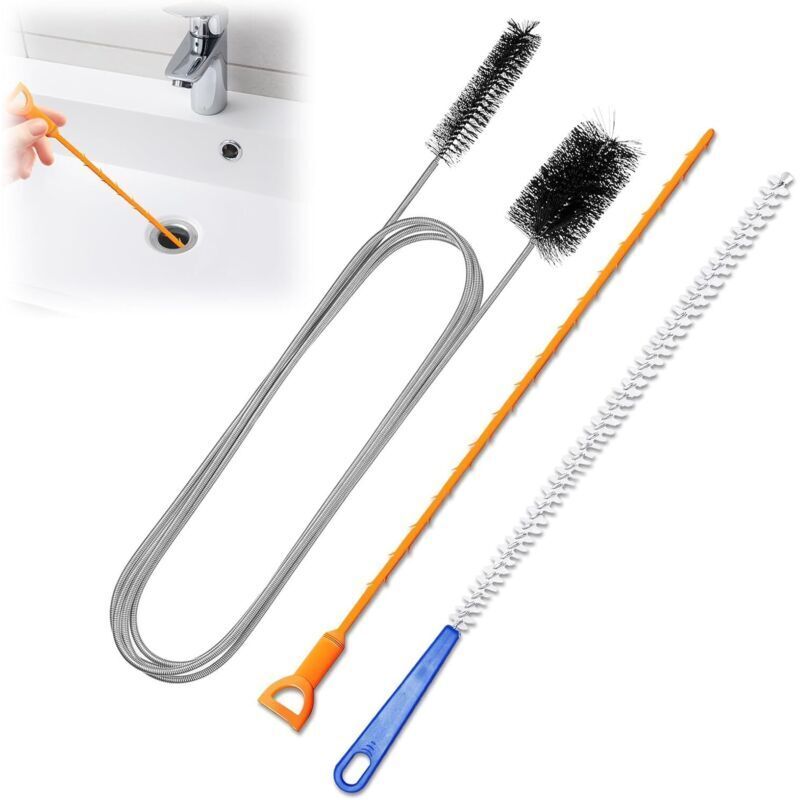 SABIR 3 Pièces Furet Deboucheur Canalisation, Brosse de Nettoyage Réutilisable, Brosse Nettoyage Deboucheur Canalisation pour Débouchage de