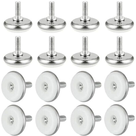 SABIR 30 piezas pie de gato ajustable pie de nivelación de plástico y metal con tuerca pies ajustables M6 15 30 mm tornillos de ajuste de muebles para muebles mesa escritorio armario silla, blanco