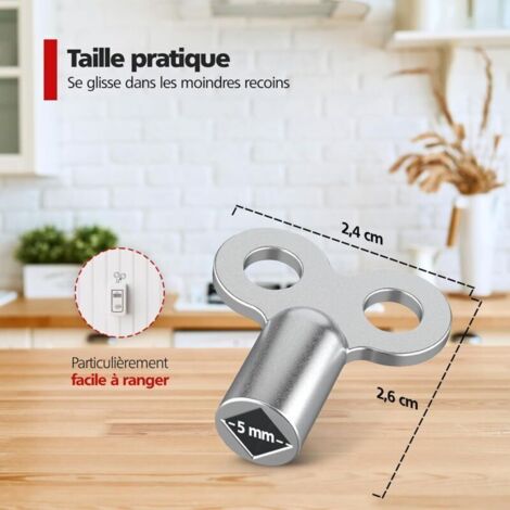SABIR 30Pcs Clés de purge pour radiateurs argent - Clés de purge résistants en aluminium - Clés de purge pour radiateurs pour de nombreux radiateurs - Clé de purge maniable pour chauffages