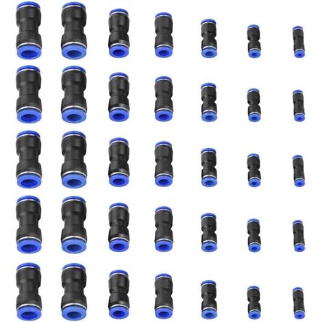SABIR 35pcs Connecteur Droit Pneumatique Raccords Rapides de Tube OD 4/6/8/10/12/14 / 16mm Connecter Raccord de Tube