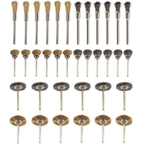 SABIR 36Pcs Brosse en Laiton de Polissage Ensemble Métallique pour Perceuse Outils Fil d'acier Inoxydable Métallique de Forage Brosses Rotatifs