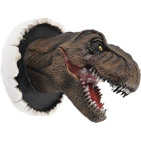 SABIR 3D Dinosaure Sculpture Murale, Tête Dinosaure Murale en Résine Statue Murale, 3D Réaliste Statue de Dinosaure, pour La Décoration De La Chambre des Enfants À La Maison, 22 16 14cm