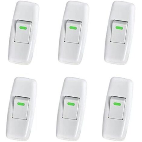 SABIR 3x6.5cm 6 Pack Interrupteur Lampe, Interrupteur Torpedo, Ligne Cordon Interrupteur, Interrupteur Lampe de Chevet, Interrupteur à Bascule en Ligne pour Lampe de Table de Chevet Remplacement du