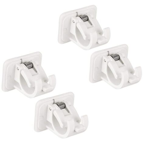 SABIR 4 Pcs  Support de Tringle à Rideau Auto-Adhésif,Support Tringle Rideaux sans Percage,Supports de Crochet de Draperie,Crochets de Tige de Serviette-blanc