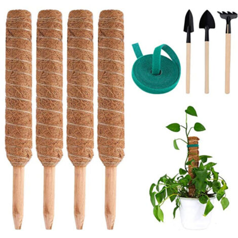 SABIR 4 Pièces 40cm Tuteur Coco pour Plante Plante Poteau Bâton De Coco, pour la Maison Jardin Plante Grimpantes Extensible Plantation Support