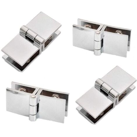 SABIR 4 pièces Clip de porte verre charnière, Charnière de porte en verre en acier inoxydable, Charnière pliante en verre, Charnière De Serrage De Porte, Charnière pour Porte en Verre de Meuble de Cui