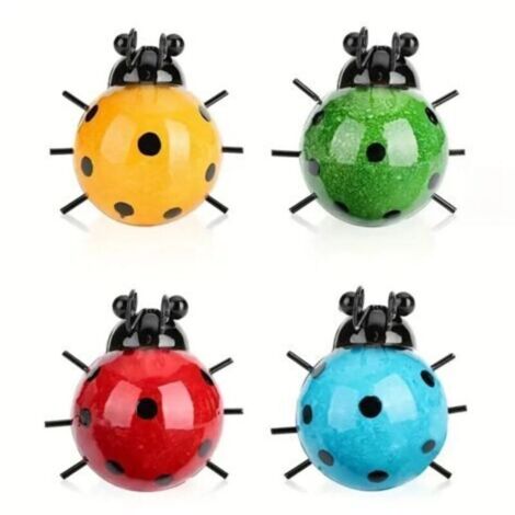 SABIR 4 pièces Décoration de coccinelle en métal Décoration murale de coccinelle en métal Coccinelles en métal Art mural pour jardin Pelouse Décoration intérieure Sculptures murales extérieures