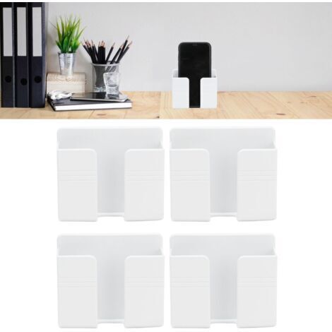 SABIR 4 pièces. Support de rangement mural sans perçage, télécommande murale, support de chargement de téléphone portable, support à rayures horizontales
