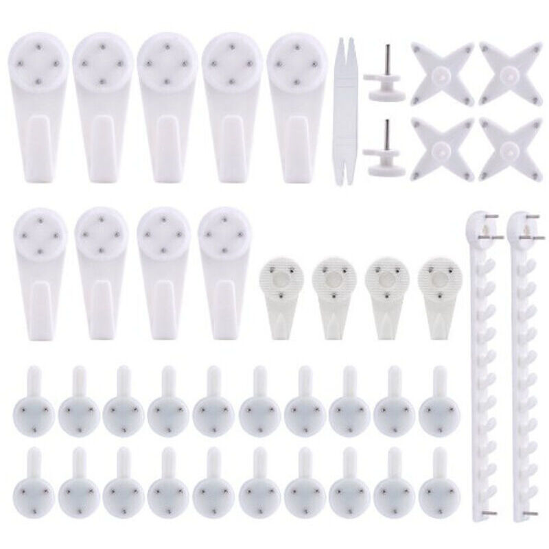 SABIR 42pcs Accroche Tableau Sans Percer Blanc Fixation Murale Sans Percer Crochet en Plastique pour Accroche Cadre Crochet Tableau Cadre Photo