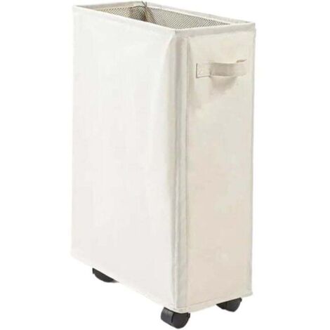 SABIR 44L Panier à linge avec des roues Corbeilles à Linge Mince et Pliant Sac à Linge Sale Bac à Linge Étroit avec Roues