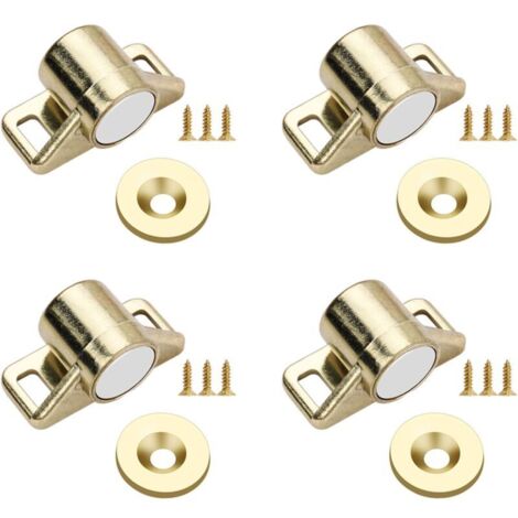 SABIR 4PCS Aimant pour Porte Placard Loquet de Porte Magnétique Fermeture de Porte Aimantée avec 4 Rondelles et 12 Vis Fermeture Magnétique Placard pour Meuble, Armoire, Cabinet