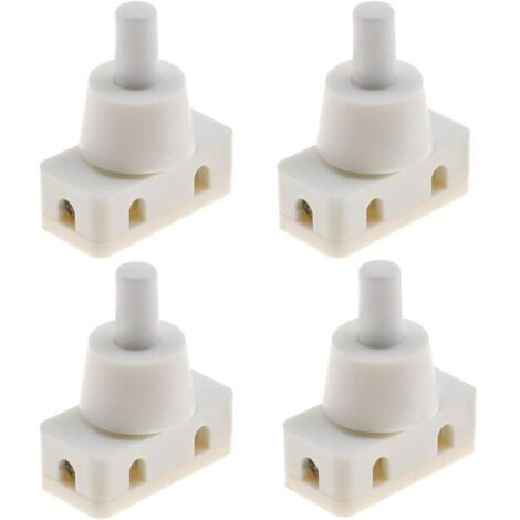 SABIR 4x Interrupteur à Bouton-poussoir Marche/Arrêt Pressostat Encastré avec Fil et Capuchon à Vis 220V 60HZ 10A pour Lampe de Bureau Refroidisseur d'air Diamètre de Montage Plastique Blanc