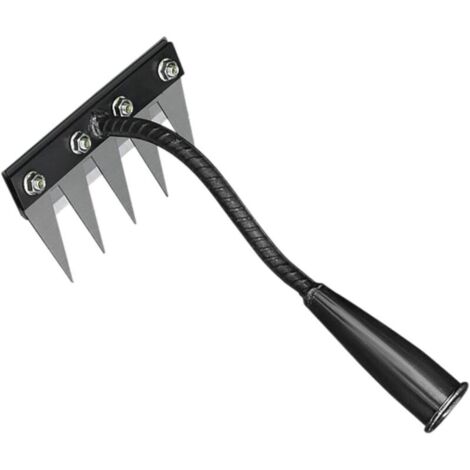 SABIR 5 dents acier au carbone jardin d'herbe à mauvaise herbe rake outil d'herbe à mauvaise herbe lourd pour le jardinage de paille et le relâchement de la pelouse