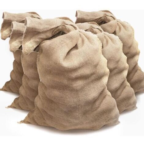 SABIR 5 Sacs toile de jute - Sac jute pomme de terre – Sac a patate conservation – Anti inondation (60 x 100 cm), Marron,AAFGVC