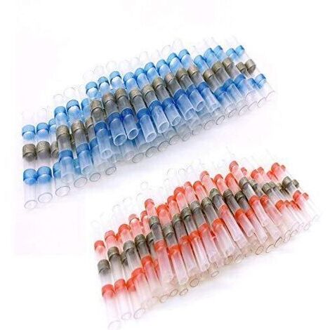 SABIR 50 PCS Joint de Soudure Connecteur de Fil, Thermorétractables Souder Bout à Bout Seal Connecteurs Electriques Isolés Etanche Marine Marine Automobile