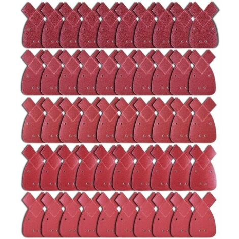 SABIR 50 Pièces Feuilles Abrasives Feuille de Ponçage 10 X Grains 40/60/ 80/120/ 240 Papier Abrasif Triangles de Ponçage Fit Black and Decker Detail Palm Sander