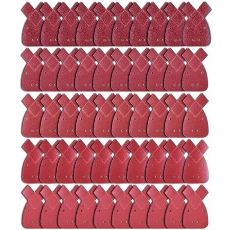 SABIR 50 Pièces Feuilles Abrasives Feuille de Ponçage 10 X Grains 40/60/ 80/120/ 240 Papier Abrasif Triangles de Ponçage Fit Black and Decker Detail Palm Sander,