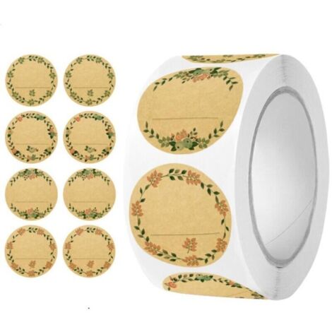 SABIR 500 Pièces (brun-1) Gomettes Autocollantes,Etiquettes Autocollantes Bocaux,Étiquettes Auto-adhésives Kraft pour pots d'épices et de Confiture Étiquett
