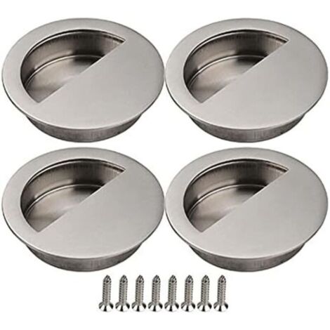 SABIR 50mm Porte Coulissante Porte Coulissante Placard Poignée Encastrée Poignée de Meuble avec Vis Porte Coulissante Armoire Argent