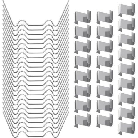 SABIR 50p Clips de Vitrage pour Serre, 25 Clips Z et W Clip de Fixation pour Vitrage Clip pour Verre de Serres en Acier Inoxydable, Résistants aux Intempéries Pinces Accessoires de Serre