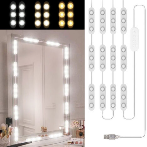 SABIR 5M Lumière Miroir Coiffeuse avec 36 LED, 3 couleurs Dimmable Lumière de Miroir, Lampe Coiffeuse Maquillage, 10 Niveaux de Luminosité, Lampes de Maquillage pour Miroir de Maquillage Coiffeuse [C